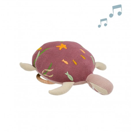 COUSSIN MUSICAL TORTUE ROSE